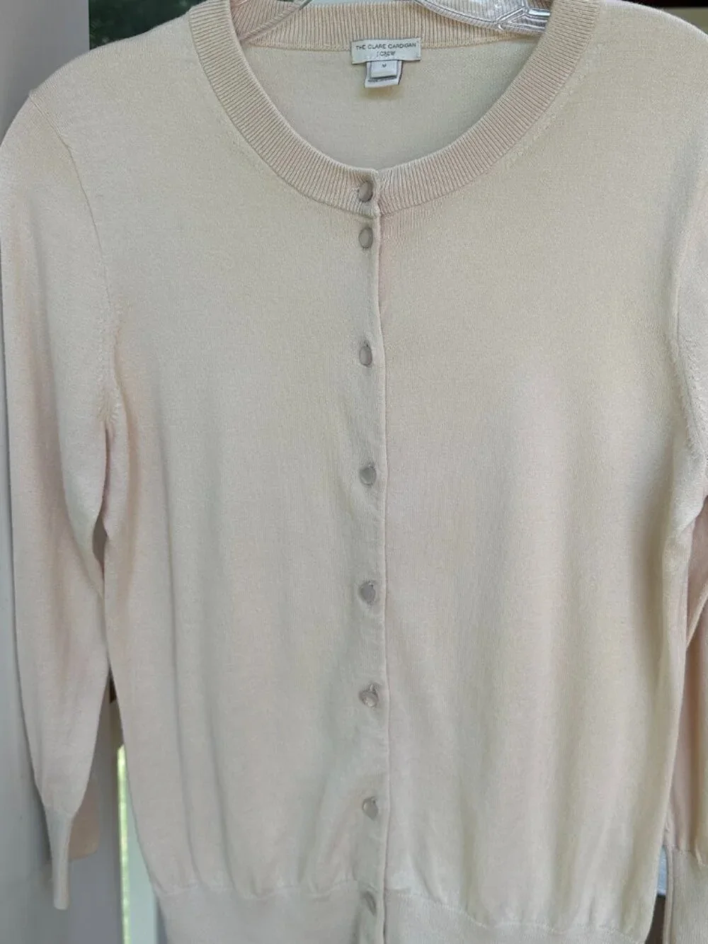 J.Crew Clare Cardigan Champagne Beige Ecru 100% Cotton Button Down Crew Size M